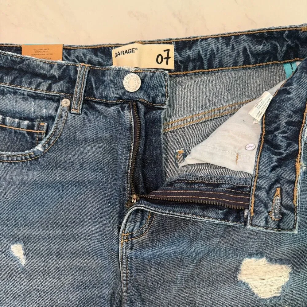 Garage Distressed Blue Jean Shorts 7 NWT 90s Y2K Festival Streetwear Indie